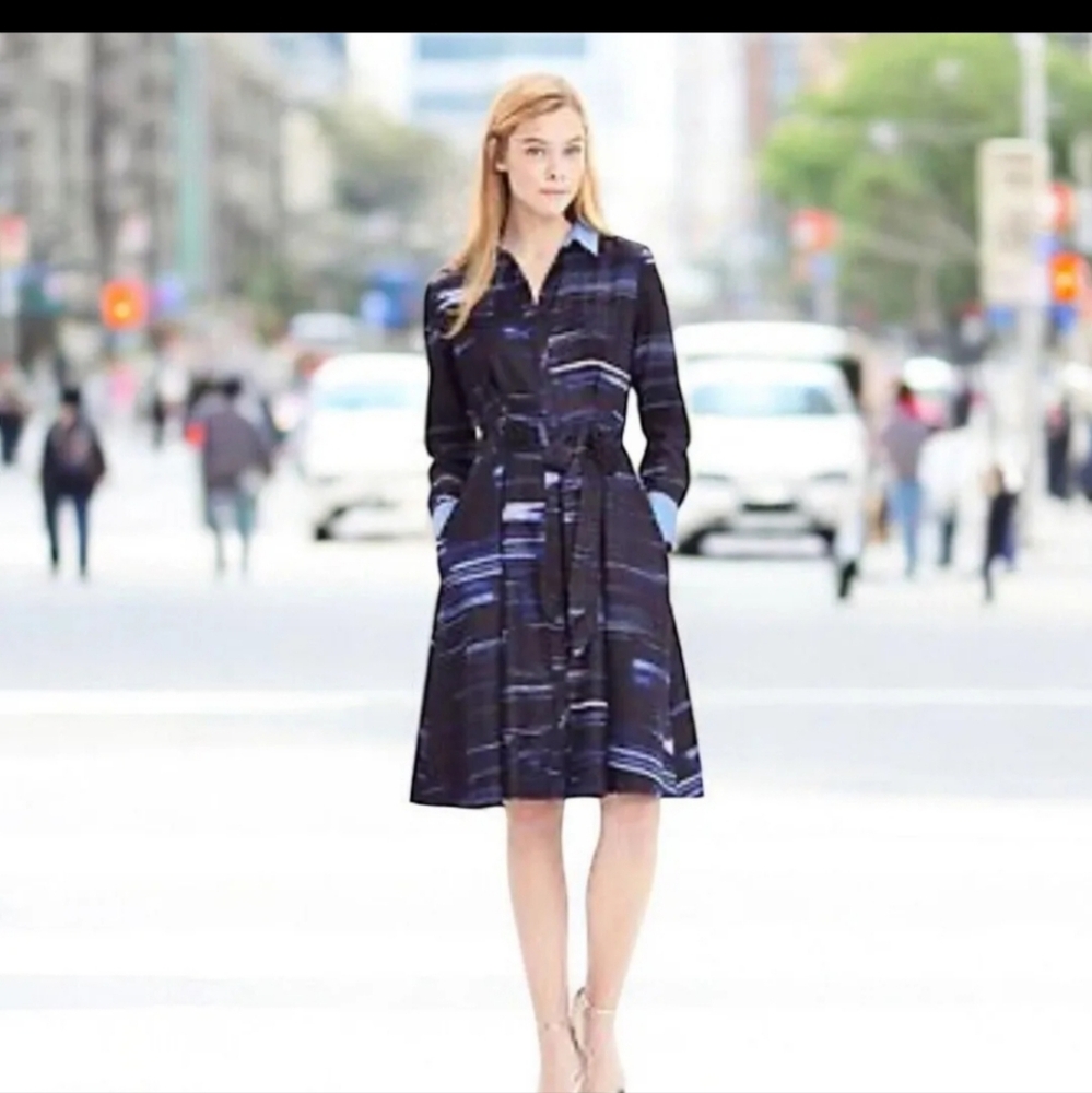Banana Republic Blue Brush Strokes Shirtdress